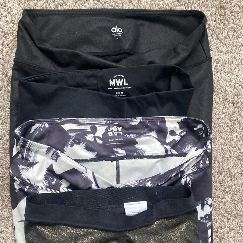 Alo and MWL Black and White Leggings Set